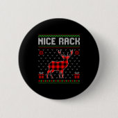 Retro Nice Rack Ugly Christmas Sweater Couples Mat Button (Vorderseite)