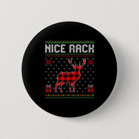 Retro Nice Rack Ugly Christmas Sweater Couples Mat Button (Vorderseite)