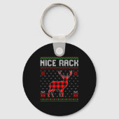 Retro Nice Rack Ugly Christmas Sweater Couples Mat Schlüsselanhänger (Vorderseite)