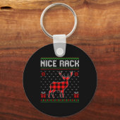 Retro Nice Rack Ugly Christmas Sweater Couples Mat Schlüsselanhänger (Vorderseite)
