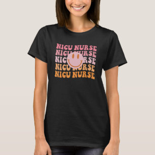 Retro Nicu Nurse Lächeln Gesicht Neonatal Icu Nurs T-Shirt