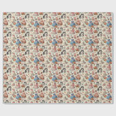 Retro Niedlich American Eskimo Nahtlos Geschenkpapier (Flach)
