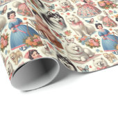 Retro Niedlich American Eskimo Nahtlos Geschenkpapier (Rolleneckpunkt)