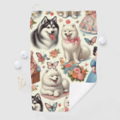 Retro Niedlich American Eskimo Nahtlos Golfhandtuch (Insitu)