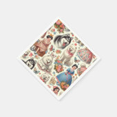 Retro Niedlich American Eskimo Nahtlos Serviette (Ecke)