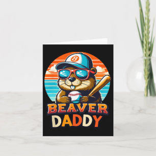 Retro Niedlich Beaver Daddy Baseball Vintag Animal Karte