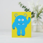 Retro Niedlich Blue Monster Postkarte (Stehend Vorderseite)