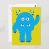 Retro Niedlich Blue Monster Postkarte (Vorne/Hinten)