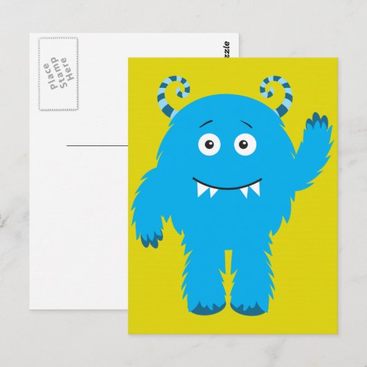 Retro Niedlich Blue Monster Postkarte (Vorne/Hinten)