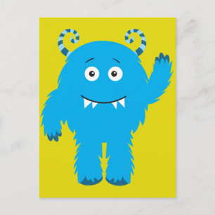 Retro Niedlich Blue Monster Postkarte