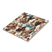 Retro Niedlich Boston Terrier Illustration Fliese (Seite)