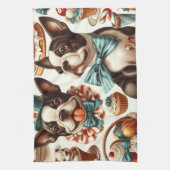 Retro Niedlich Boston Terrier Illustration Geschirrtuch (Vertikal)