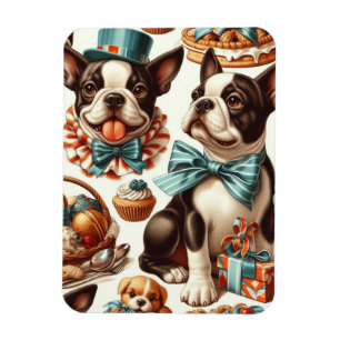 Retro Niedlich Boston Terrier Illustration Magnet