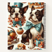 Retro Niedlich Boston Terrier Illustration Notizblock (Rückseite)