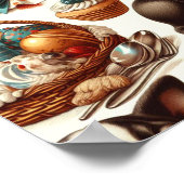 Retro Niedlich Boston Terrier Illustration Poster (Ecke)