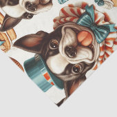 Retro Niedlich Boston Terrier Illustration Seidenpapier (Ausschnitt)