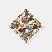 Retro Niedlich Boston Terrier Illustration Serviette (Ecke)