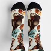 Retro Niedlich Boston Terrier Illustration Socken (Oben)
