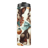 Retro Niedlich Boston Terrier Illustration Thermosbecher (Vorderseite)