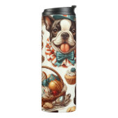Retro Niedlich Boston Terrier Illustration Thermosbecher (Nach links gedreht)