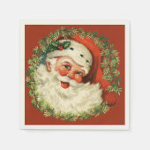 Retro Niedlich Chubby Santa Wreath Weihnachten Serviette (Vorderseite)