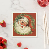 Retro Niedlich Chubby Santa Wreath Weihnachten Serviette (Beispiel)