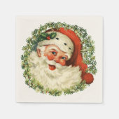 Retro Niedlich Chubby Santa Wreath Weihnachten Serviette (Vorderseite)