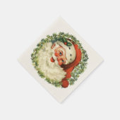 Retro Niedlich Chubby Santa Wreath Weihnachten Serviette (Ecke)
