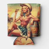 Retro Niedlich Cowgirl Dosenkühler (Vorderseite)