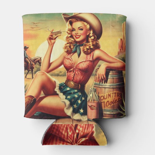 Retro Niedlich Cowgirl Dosenkühler (Rückseite)