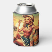 Retro Niedlich Cowgirl Dosenkühler (Kanne Rückseite)