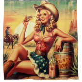 Retro Niedlich Cowgirl Duschvorhang (Vorderseite)