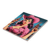 Retro Niedlich Cowgirl Fliese (Seite)