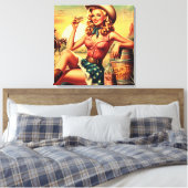 Retro Niedlich Cowgirl Leinwanddruck (Insitu (Schlafzimmer))