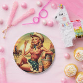 Retro Niedlich Cowgirl Pappteller (Party)