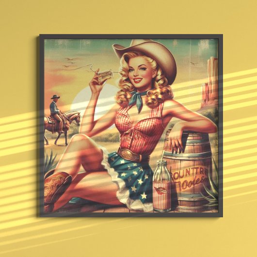 Retro Niedlich Cowgirl Poster