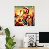 Retro Niedlich Cowgirl Poster (Heimbüro)