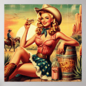 Retro Niedlich Cowgirl Poster (Vorne)