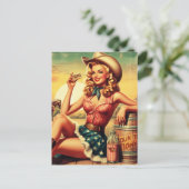 Retro Niedlich Cowgirl Postkarte (Stehend Vorderseite)