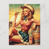 Retro Niedlich Cowgirl Postkarte (Vorderseite)