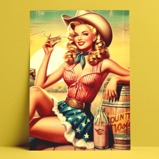 Retro Niedlich Cowgirl Postkarte