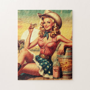 Retro Niedlich Cowgirl Puzzle