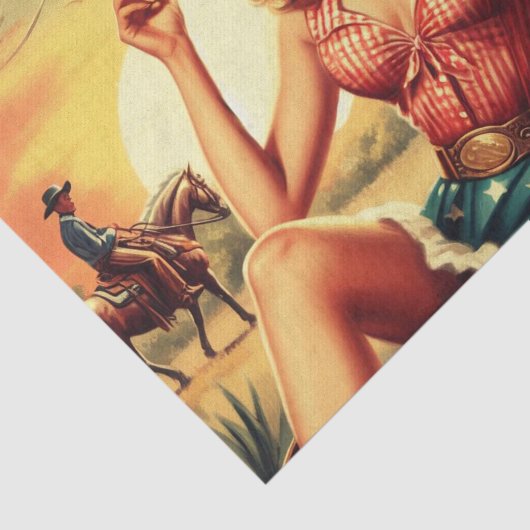 Retro Niedlich Cowgirl Seidenpapier (Ausschnitt)