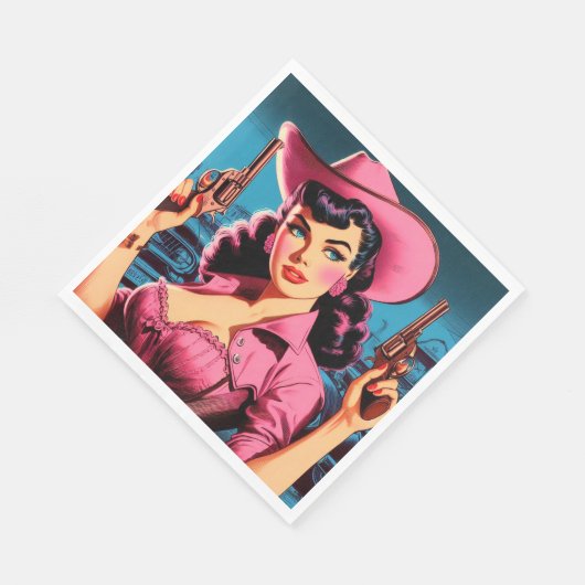 Retro Niedlich Cowgirl Serviette (Ecke)