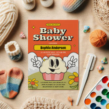 Retro Niedlich Cupcake Kinderdusche Einladung