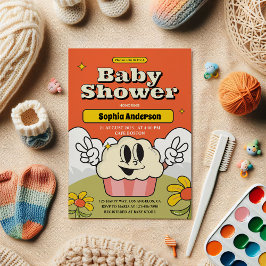 Retro Niedlich Cupcake Kinderdusche Einladung