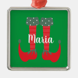 Retro Niedlich Elf Feet Weihnachten Gegenwart Ornament Aus Metall