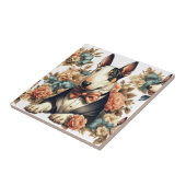 Retro Niedlich Floral Bull Terrier Fliese (Seite)