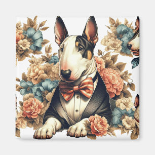 Retro Niedlich Floral Bull Terrier Magnet