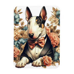 Retro Niedlich Floral Bull Terrier Magnet